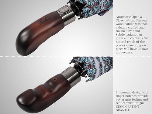 Folding Umbrella Real Wood Handle Cypress Leaves Plum (Cypress Leaves Plum)