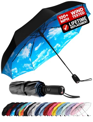 Repel Windproof Travel Umbrella (Blue Sky 1-Pack / Standard)