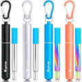 Reusable Collapsible Metal Straws (Blue-Black-Rose Gold-Silver)