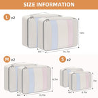 6 Set Packing Cubes Various Sizes Packing Organizer for Travel Accessories Luggage Carry On Suitcase (06-Beige / 6 Set-middle Mesh)