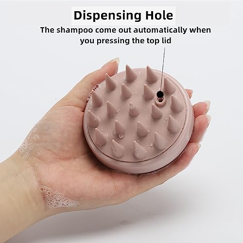 Hair Scalp Scrubber Shampoo Brush with Dispenser (Pink（with Dispenser） / 1 Count(Pack of 1))