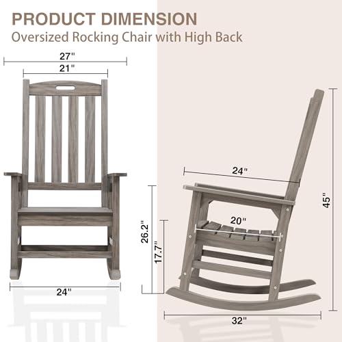 Outdoor Rocking Chair Set of 2 (Light Gray / 2 pack)