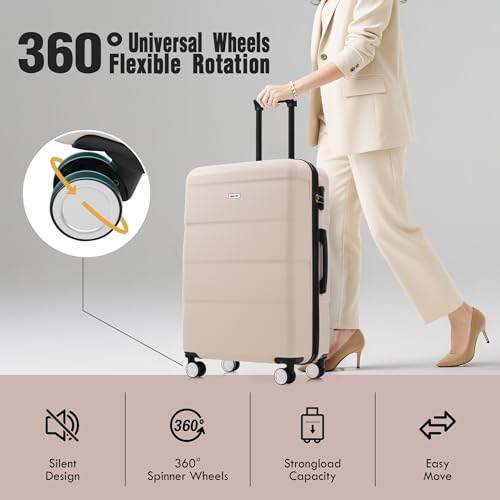 Luggage Sets of 3 Piece Carry on Suitcase Airline Approved (3-piece Set(20/24/28) / Light Pink)