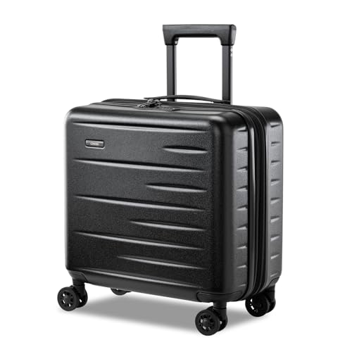 Expandable 16 Inch Carry On Luggage Airline Approved Small Suitcase (Black / 16 Inch EXT)
