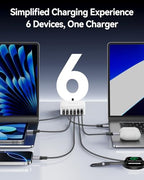 270W GaN 6‑Port Charging Station (White-270W)
