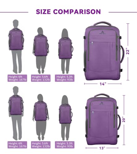 55L Carry On Backpack For Women (Purple / 18.4 Inch (22''x14''x11''))