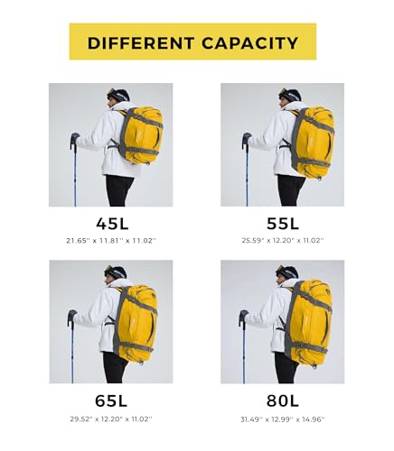 Lightweight Duffel Travel Backpack with Shoe Compartment Yellow 45L (45L / Yellow)