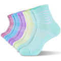 Ankle Compression Socks for Women Men Plantar Fasciitis Relief Cushioned Athletic Running Socks 5 Pairs (Large / Rose Red+light Blue+purple+green+cyan(5 Pairs))