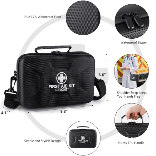 410 Piece Waterproof Hard Shell First Aid Kit (Black)