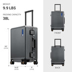Zipperless Carry On Luggage Airline Approved Hard Suitcase 20" Grey (Grey / Carry-On 20 Inch (With 6PC Organizers))