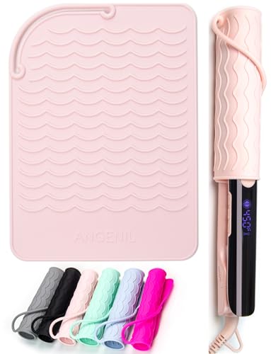 Flat Iron Silicone Mat and Travel Case for Hair Tools (Blush)