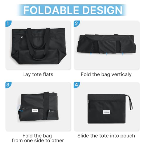 Beach Bag Waterproof Beach Tote Pool Bags for Women (Black / 35L)