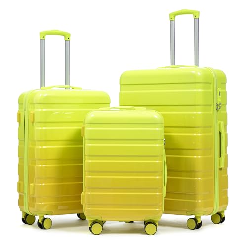 3 Piece Luggage Sets (Green+Yellow)