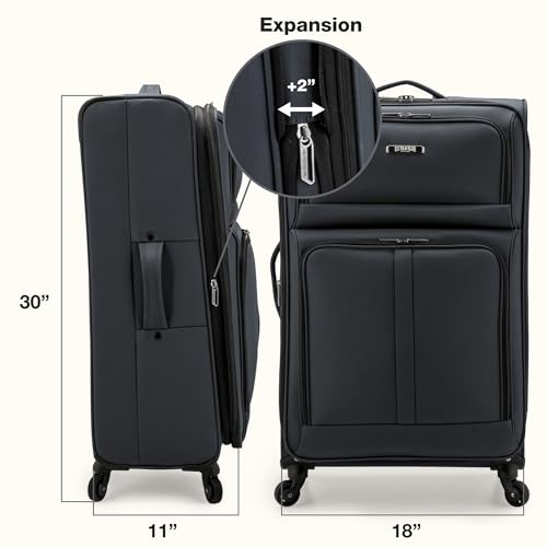 Anzio Softside Expandable Luggage with Spinner Wheels (Dark Grey / 30-Inch Large)