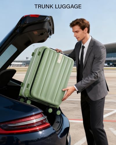 26 Inch Large checked Luggage PC Hard Shell luggage Top Opening Aluminum Frame Travel Luggage Suitcases with Wheels for Woman Men (26 Inch / Bamboo Green)