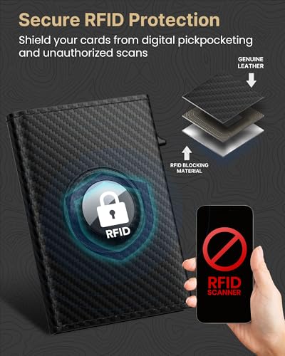 AirTag Wallet for Men (Carbon Fiber Black)