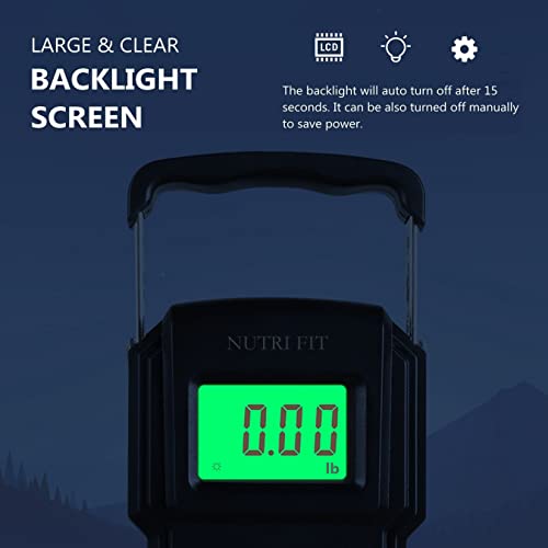 Luggage Scale Fish Weighing Digital Handheld Suitcase Weigher (Black with Tape)