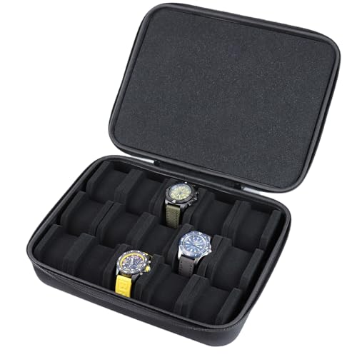 15 Slots Hard Watch Travel Case (Black-15 Slots / 15 Slots Nylon)