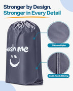 2 Pack XL Laundry Bag 28" x 40" ((2 Pack - Wash Me) Grey & Sky Blue)