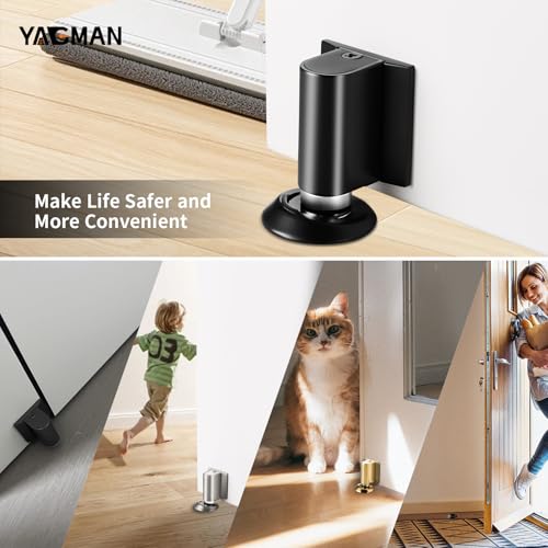 3 Pack Magnetic Door Stopper Floor Mount (Black)