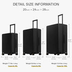 Black Luggage Sets 3 Piece (Black / 20/24/28-Inch)