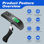 Digital Hanging Luggage Scale with Backlit for Travel (Grey)