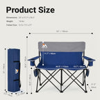 Double Camping Chair Compact Folding Loveseat with Cup Holders (Blue Loveseat / 1pc)