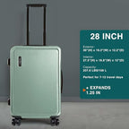 28 Inch Luggage with Spinner Wheels (Large 28-Inch Checked / Sage Green)