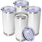 20oz Tumbler Insulated Coffee Tumblers with Lid Stainless Steel White 4P (White)