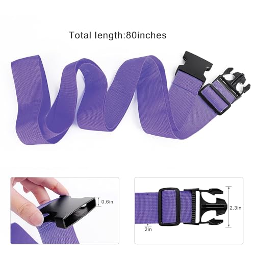 80In Luggage Straps for Suitcase Travel Belt Accessories (4Pcs Purple / 80 In Fix)