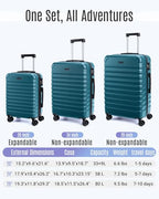 Luggage Sets 3 Pcs Suitcase with Wheels (Teal Blue / 3-Piece Set-20 Inch/24 Inch/28 Inch)