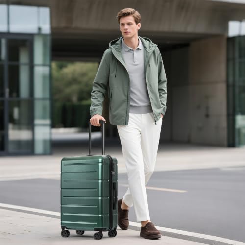 24 Inch Luggage (Green / Checked-Medium 24-Inch)
