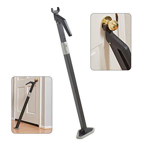 Super Heavy Duty Metal Door Stoppers Bar with 3000+lbs Strength Adjustable Door Security Bar for Home Security Residential (Gunmetal Gray Finish)