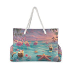 Large Beach Bags Totes Canvas Tote Shoulder Bag Soft Wave Water Resistant Bags for Gym Travel Daily Ocean (Hawaii Beach Two Flamingo)