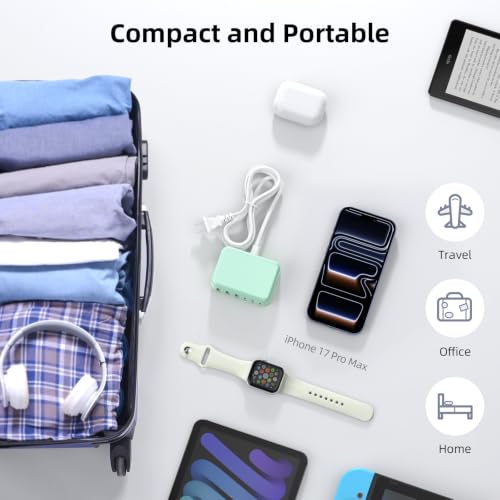 100W 6 in 1 USB Charger (Light Green)