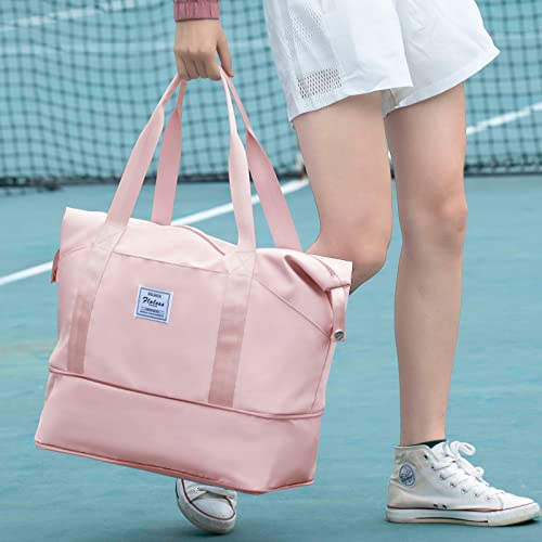 Travel Tote Bags For Women (A113-Pink-Expandable / X-large)