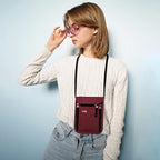 Travel Pouch Neck Wallet Family Passport Holder Organizer Case with RFID Blocking (6x7.5In / Wine Red)