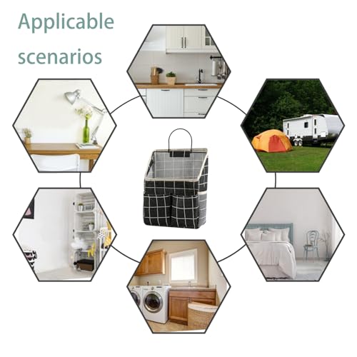 2pcs Wall Hanging Storage Bag (2pcs Black Grid)