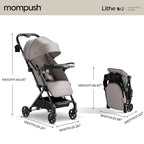 Lithe V2 Lightweight Travel Stroller with Organizer Included (Khaki)