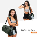 Gym Bag for Women & Men (Green / Medium - 20 x 10 x 10″)