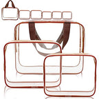 6 Packs Clear Makeup Bags (Coffee-6PCS(Large+Medium+Small))