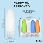 Leak Proof Travel Bottles (3oz 4pc - White/Blue/Green/Orange)