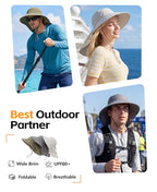 UPF 80+ Sun Hat for Men Women Wide Brim Sun Hat with Neck Flap Summer Safari UV Protection Gardening Fishing Hat Light Grey (Light Grey)