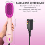3 in 1 Hair Dryer Brush Straightener 1200W Negative Ionic Hot Air Brush One Step Blow Dryer and Styler for Straightening Drying Smoothing (Pink)