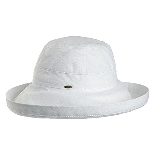 Women's Cotton Hat with Inner Drawstring and Upf 50+ Rating (One Size / White)