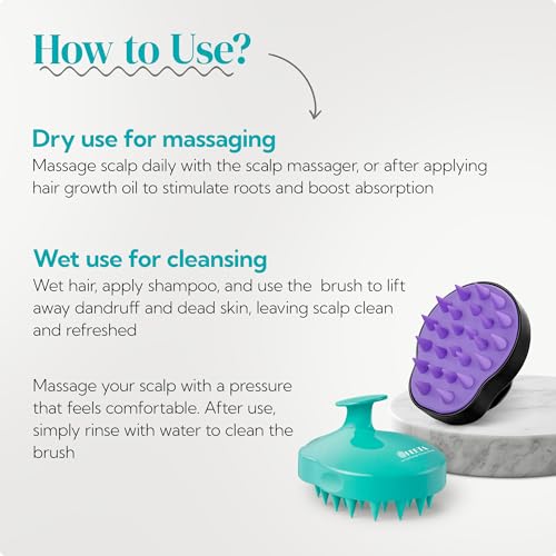 2 Pack Large Scalp Massager Scrubber Shampoo Brush for Hair Growth (01- Green & Black)