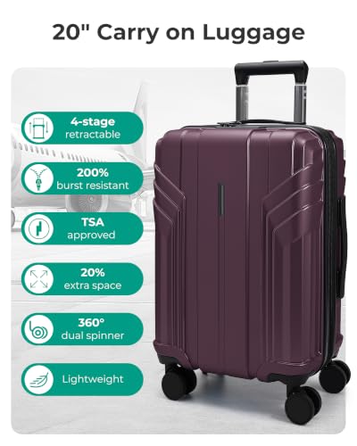 Expandable Carry On Luggage 22x14x9 Airline Approved (Expandable Carry On 20 Inch / Cherry Red)