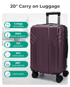 Expandable Carry On Luggage 22x14x9 Airline Approved (Expandable Carry On 20 Inch / Cherry Red)