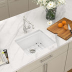 21 In. Matte White Granite Composite Kitchen Sink (White-Workstation / 21"x18")