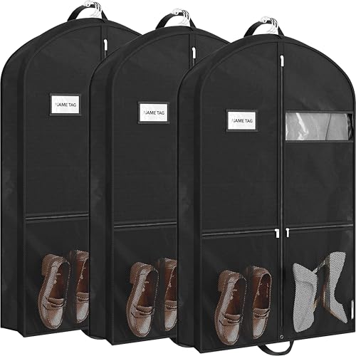 43" Travel Garment Bag with Pockets (43-Inch w/ Pocket, 3-Pack, Black)